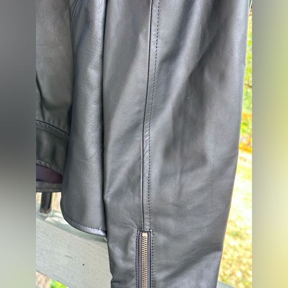 EILEEN FISHER - NWT - Women’s Moto Jacket LEATHER Sz L - BLACK - Picture 8 of 15